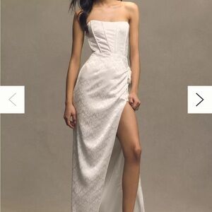 V. Chapman June Corset Jacquard Front-Slit wedding Gown